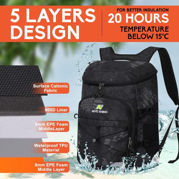 NEVO RHINO 25L Cooler Backpack – Insulated | Leakproof | 36 Can Capacity | Snake