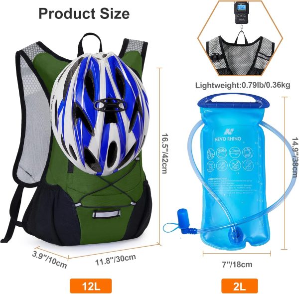 71GpVswkN3L._AC_SL1500_ NEVO RHINO 12L Hydration Backpack with 2L Water Bladder – Lightweight | Leakproof | Breathable Fit | Green-2