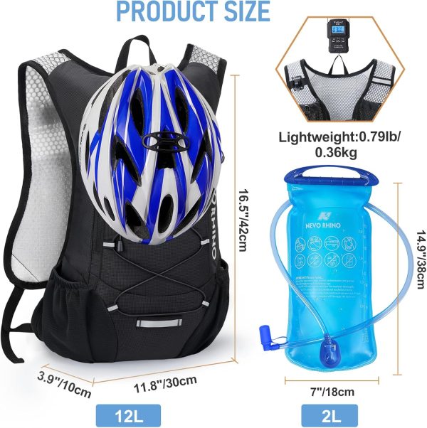 71KWXQY4CrL._AC_SL1500_ NEVO RHINO 12L Hydration Backpack with 2L Water Bladder – Lightweight | Leakproof | Breathable Fit | Black