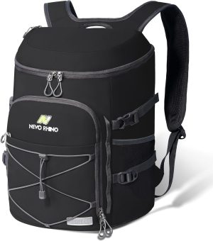 NEVO RHINO 25L Cooler Backpack – Insulated | Leakproof | 36 Can Capacity | Black