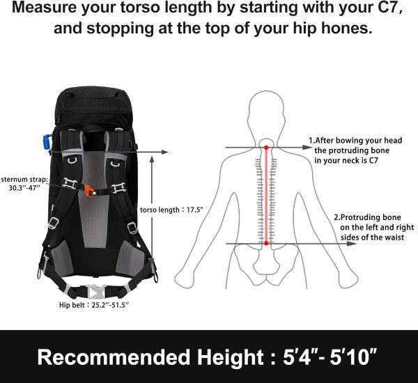 NEVO RHINO Internal Frame Hiking Backpack 50L Black