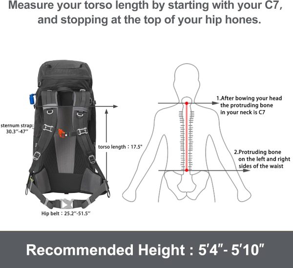 NEVO RHINO Internal Frame Hiking Backpack 50L Gray