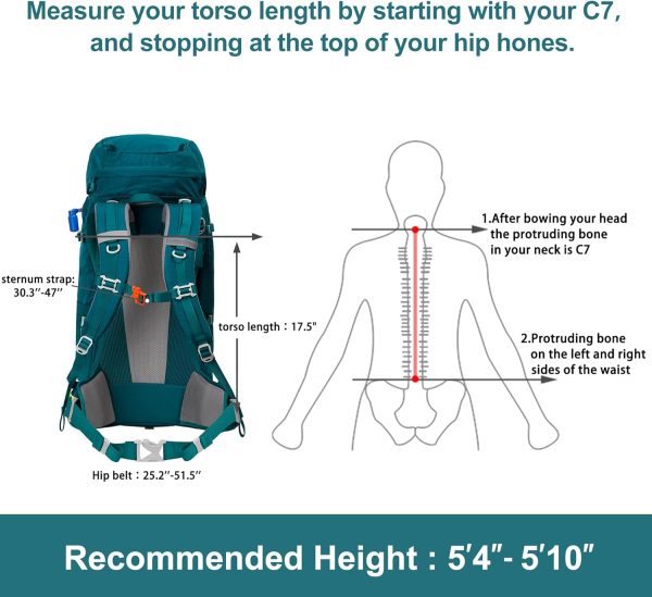 NEVO RHINO Internal Frame Hiking Backpack 50L Green