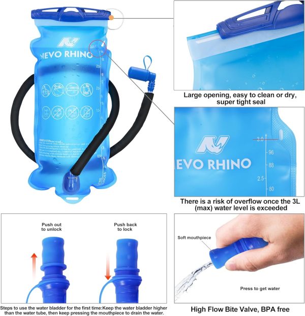 71nk7IF2IPL._AC_SL1500_ (4) NEVO RHINO 3L Hydration Bladder – Leakproof , BPA-Free , Wide Opening