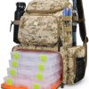 NEVO RHINO 40L Fishing Backpack with 4 Tackle Boxes – Water-Resistant | Modular Storage | Camouflage Yellow