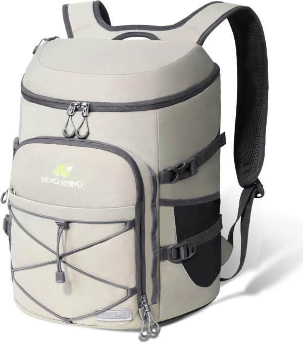 817rDpz3S6L._AC_SL1500_ NEVO RHINO 25L Cooler Backpack – Insulated | Leakproof | 36 Can Capacity | Light Gray
