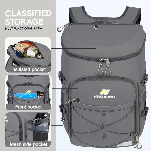 81C6jdqjzlL._AC_SL1500_ NEVO RHINO 25L Cooler Backpack – Insulated | Leakproof | 36 Can Capacity | Dark Gray