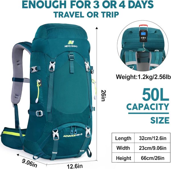 NEVO RHINO Internal Frame Hiking Backpack 50L Green