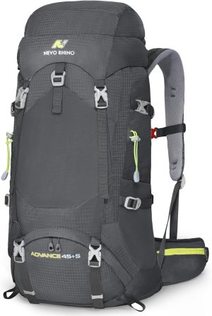 NEVO RHINO Internal Frame Hiking Backpack 50L Gray