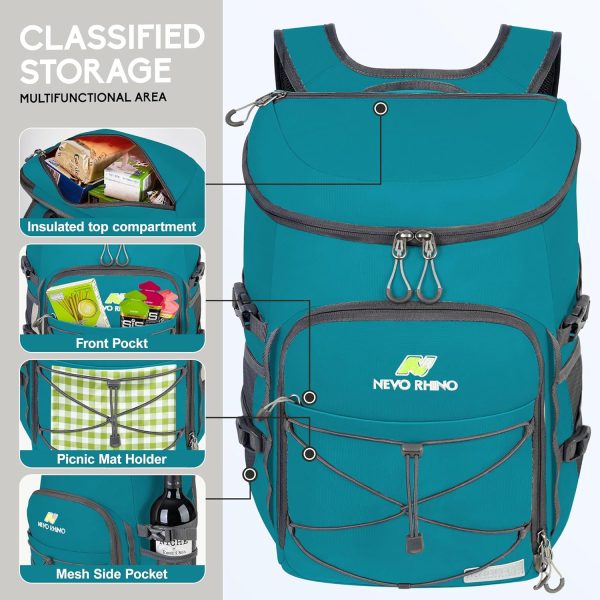 NEVO RHINO 25L Cooler Backpack – Insulated | Leakproof | 36 Can Capacity | Green