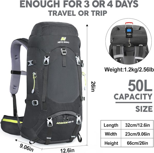 NEVO RHINO Internal Frame Hiking Backpack 50L Gray