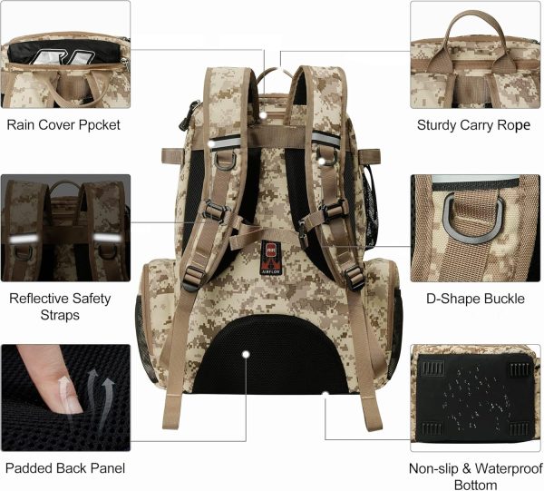 NEVO RHINO 40L Fishing Backpack with 4 Tackle Boxes – Water-Resistant | Modular Storage | Camouflage Yellow