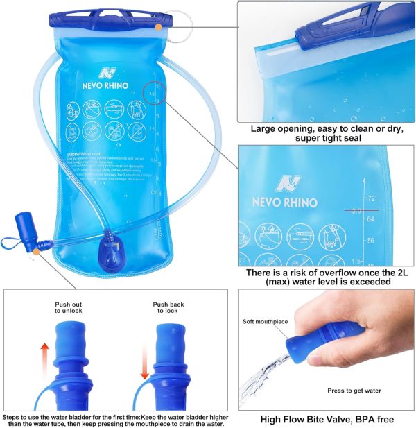 81vCdLWfvTL._AC_SL1500_ NEVO RHINO 2L Hydration Bladder – BPA-Free, Leakproof, Wide Opening