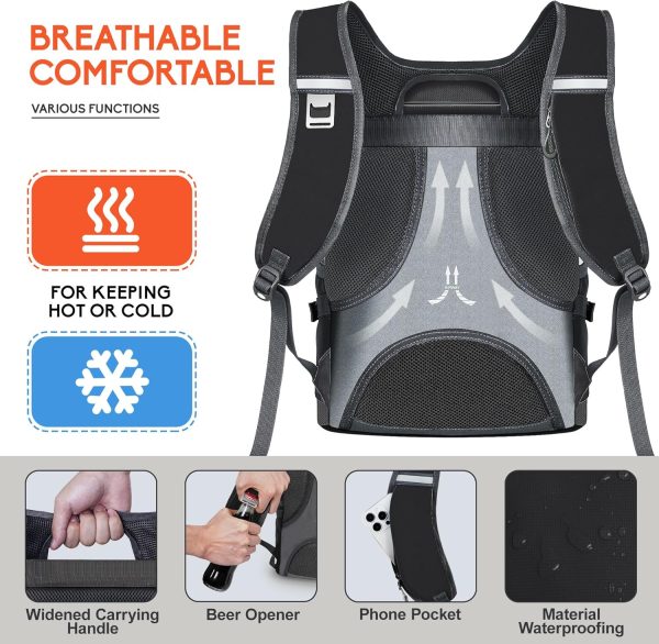 NEVO RHINO 25L Cooler Backpack – Insulated | Leakproof | 36 Can Capacity | Black