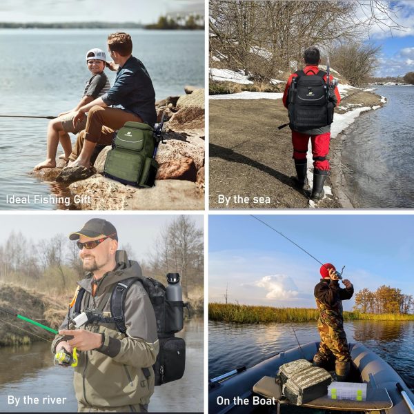 NEVO RHINO 40L Fishing Backpack with 4 Tackle Boxes – Water-Resistant | Modular Storage | Black