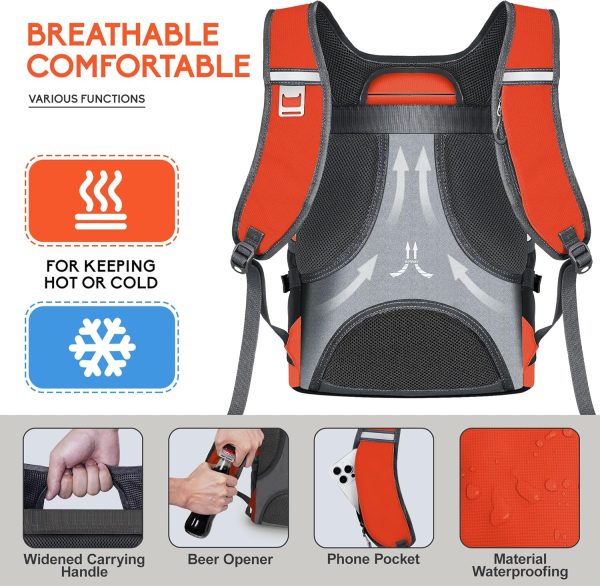 NEVO RHINO 25L Cooler Backpack – Insulated | Leakproof | 36 Can Capacity | Orange