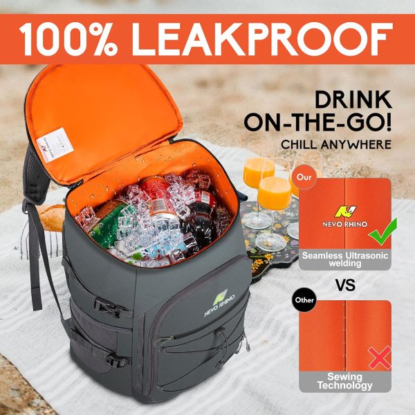 91SJCZTm56L._AC_SL1500_ NEVO RHINO 25L Cooler Backpack – Insulated | Leakproof | 36 Can Capacity | Dark Gray