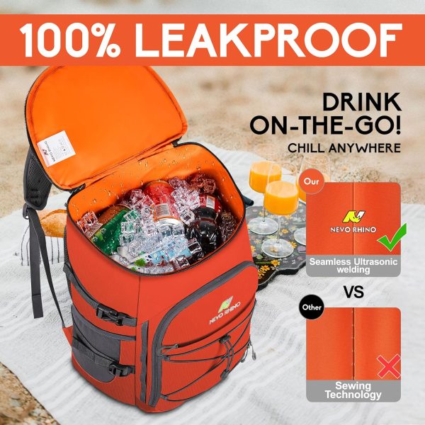 NEVO RHINO 25L Cooler Backpack – Insulated | Leakproof | 36 Can Capacity | Orange