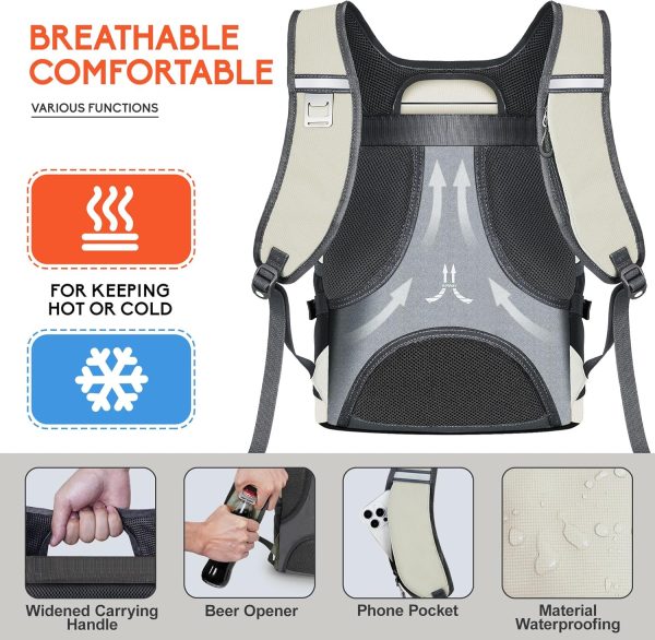 91xgnyry93L._AC_SL1500_ NEVO RHINO 25L Cooler Backpack – Insulated | Leakproof | 36 Can Capacity | Light Gray